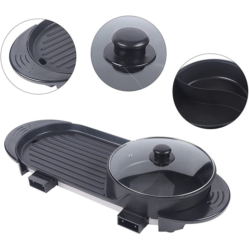 YXSUN Non Stick Electric Grill 4.9" Smokeless Indoor Grill with Lid